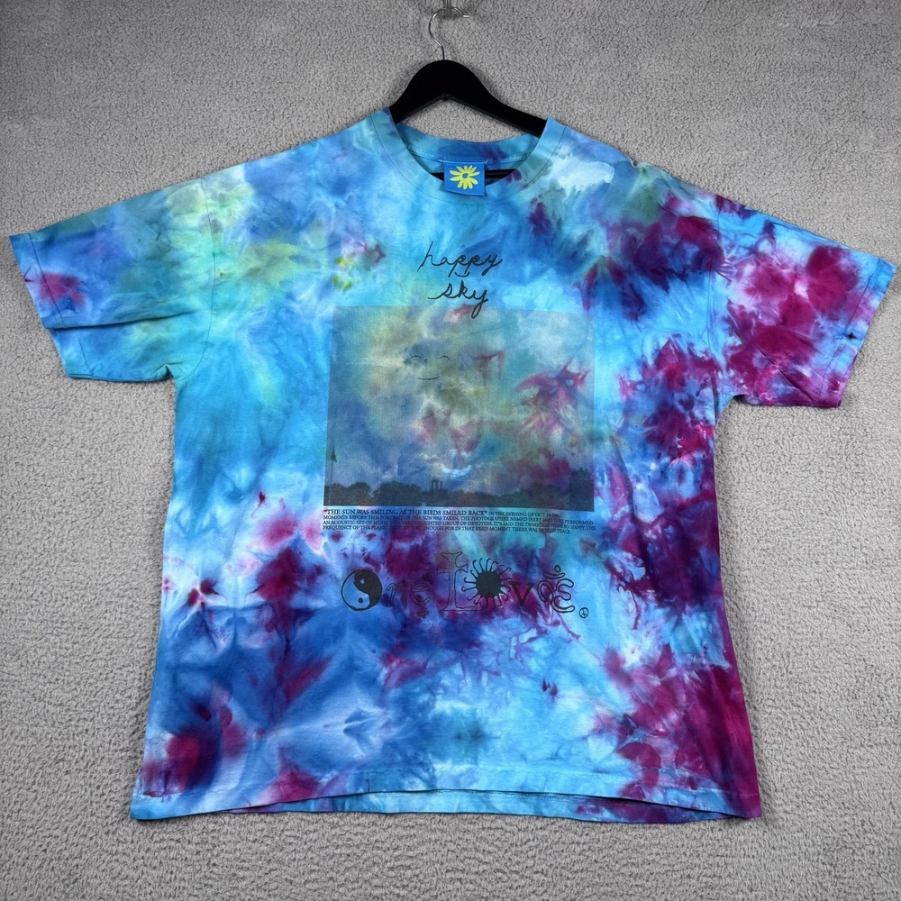 Online Ceramics Shirt XXL Tie Dye Happy Sky One Love World Peace